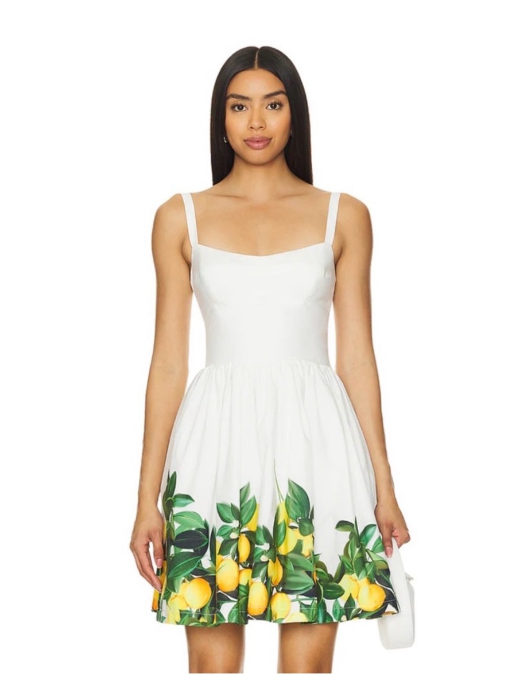 Amanda Uprichard White Lemon-Print Sleeveless Mini Dress size small